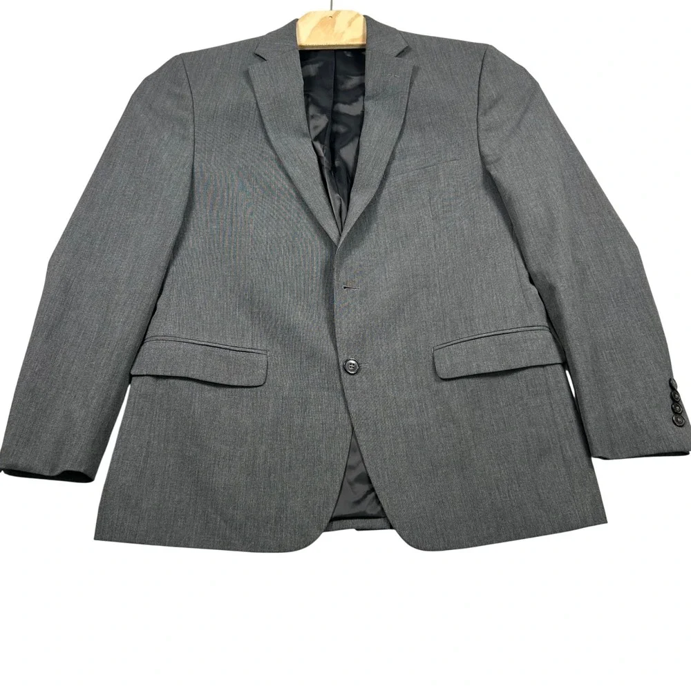 Chaps Mens Suit Jacket Blazer 40R Gray‎ Stretch Two Button Notch Lapel 40 R FLAW